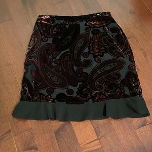 Vintage skirt velvet paisley over sheer black btm frill Sz 12